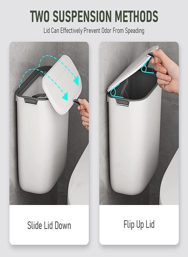 KEYOZA سلة مهملات معلقة من كيوزا مع غطاء، غطاء سلة مهملات معلق لخزانة المطبخ، سلة مهملات مثبتة على الباب تحت الحوض، مناسبة لحمام المركبات الترفيهية (أبيض) - Image 4